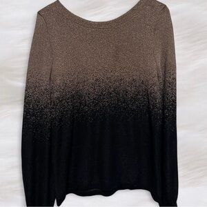 NY Collection Bronze-to-Black Ombre Sparkle Long Sleeve Top size M woman’s